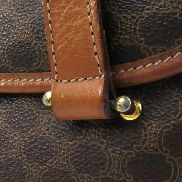 Auth CELINE Macadam Handbag Brown PVC/Leather/Goldtone authentic - Picture 10 of 16